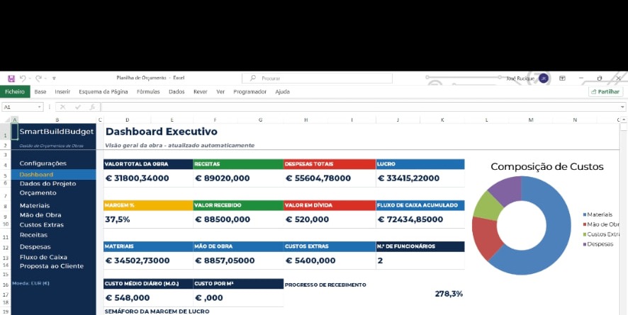 Pré-visualização da folha Dashboard Executivo